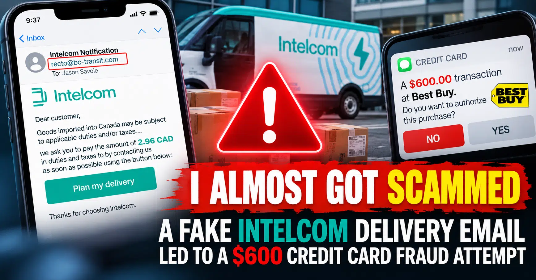 Fake delivery customs fee scam warning from JS Information in Moncton
